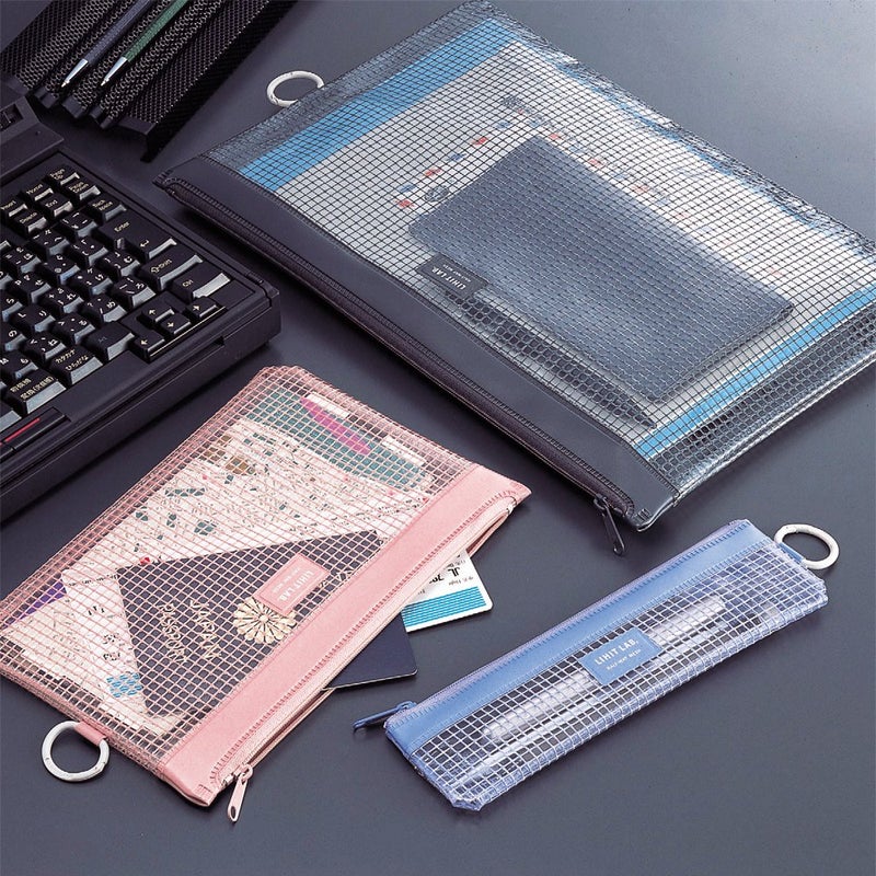 LIHITLAB LIHIT LAB. Mesh Pouch  16.6 x 11.3 inches  Charcoal (F247-Charcoal) - Image 4